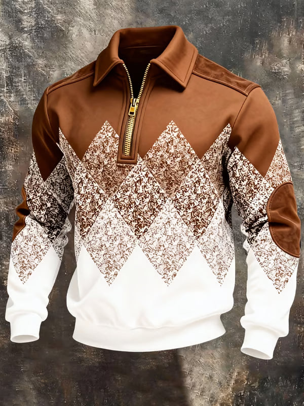 Geometric Half Zip Sweater For Men | Renz