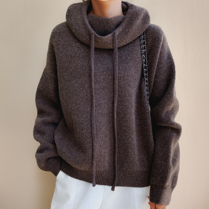 High Neck Drawstring Hoodie for Women | Solara