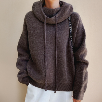 High Neck Drawstring Hoodie for Women | Solara