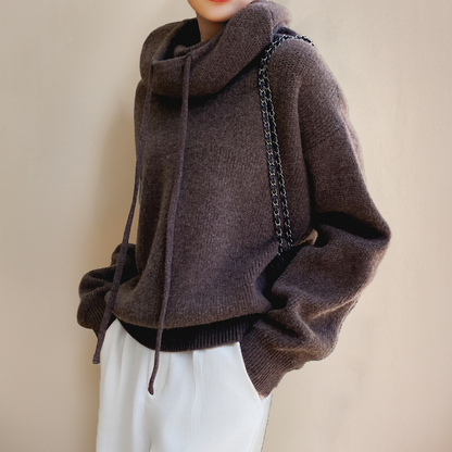 High Neck Drawstring Hoodie for Women | Solara
