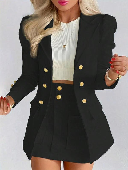 Elegant Two Piece Blazer And Skirt Set For Women | Arlissea