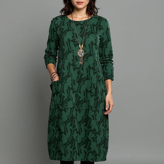 Long Sleeve Printed Midi Dress for Women | Mirella