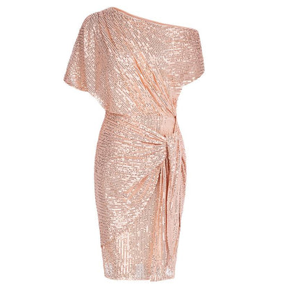 Elegant Off Shoulder Sequin Bodycon Dress For Women | Ariselle