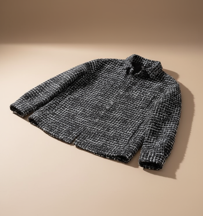 Houndstooth Button Front Overshirt For Men | Victor