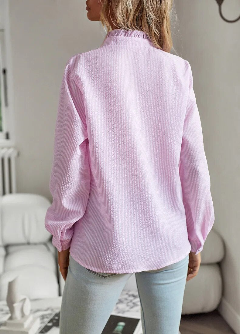 Ruffle Detail Long Sleeve Blouse For Women | Celestine