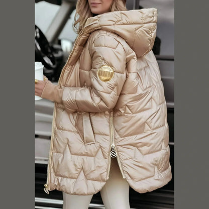 Long Quilted Hooded Coat For Women | Elen