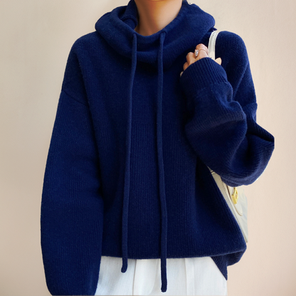 High Neck Drawstring Hoodie for Women | Solara