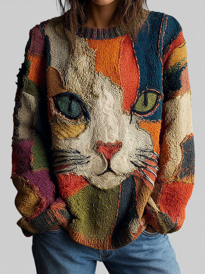 Art Print Relaxed Sweater For Women | Marcella